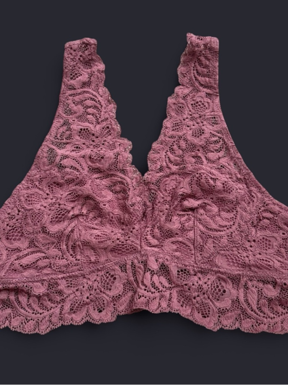 Dusty Mauve Lace V-Neck Bralette